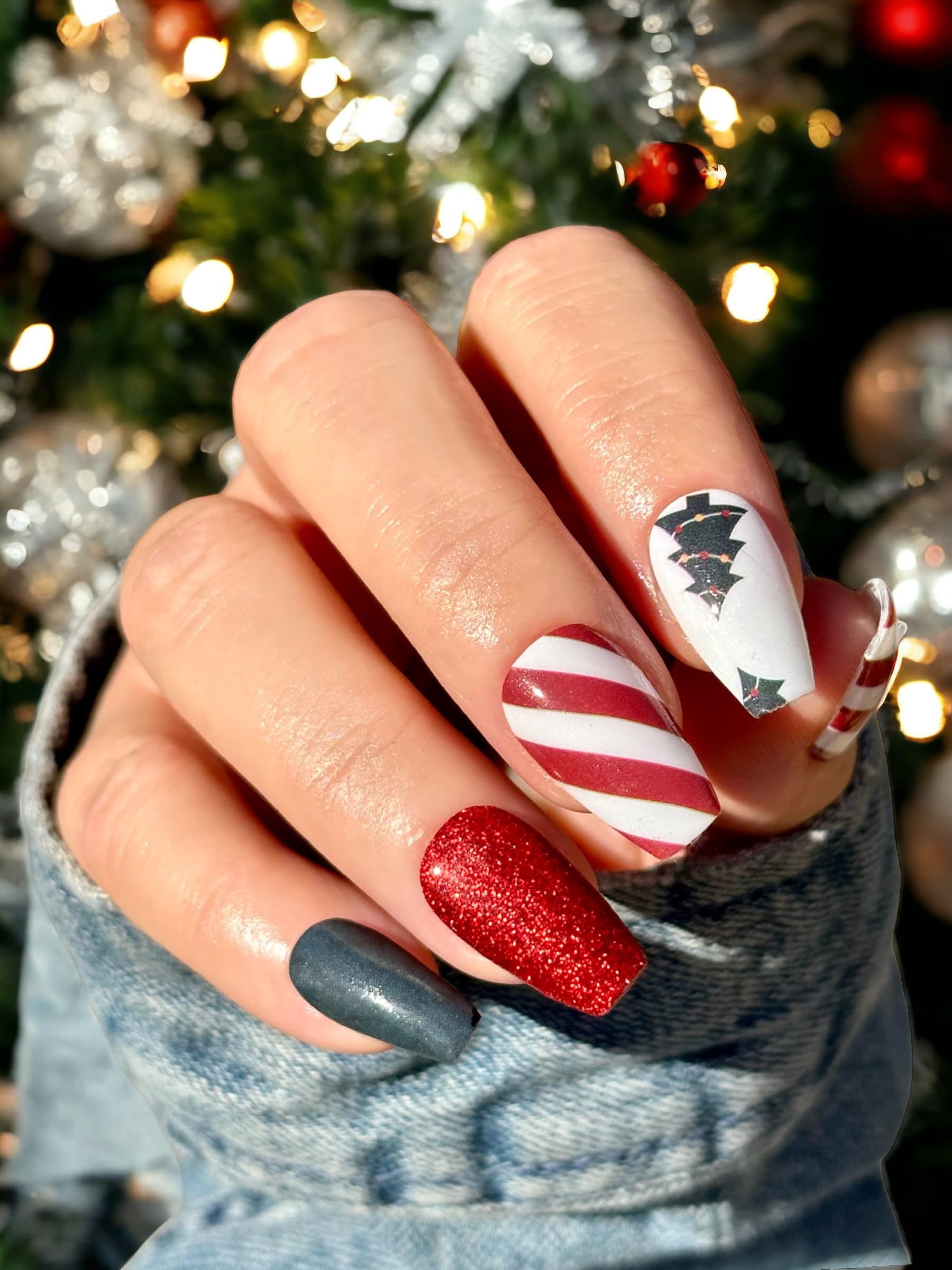 TOUGH GIRLS | 20 Premium Gel Nail Polish Strips Kit with Application Tools - No UV/LED Lamp Needed (Christmas Holiday Collection) - Perfect for DIY Manicures, Parties & Gift Giving