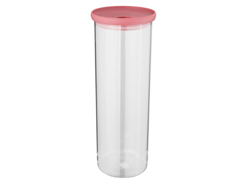 BergHOFF Leo 2 Quart Glass Pasta Storage Container with Airtight Lid - Pink | Perfect for Kitchen Pantry Organization, Spaghetti & Noodle Storage, Food Preservation