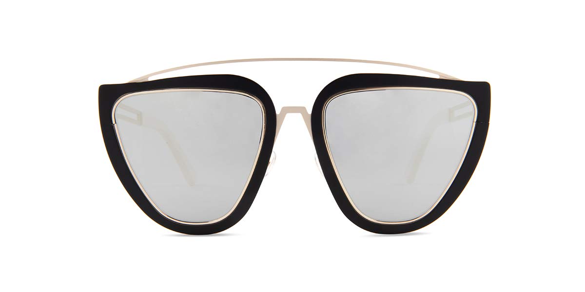 Barbarella Black/Silver Mirror Lens Sunglasses - UV Protection, Fashionable Retro Style for Women - Perfect for Beach, Driving & Outdoor Activities