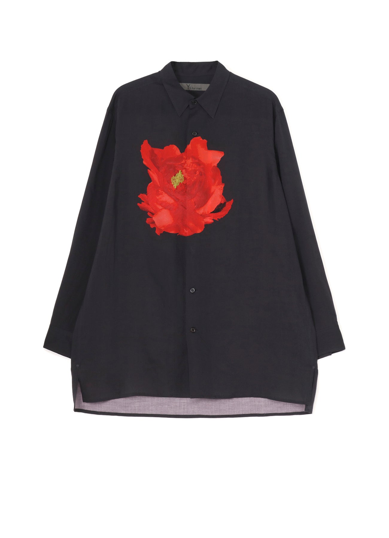Deep Black Oversized Shirt with Bold Red Floral Print - Stylish & Comfortable for Casual Outings, Date Nights, and Layered Looks