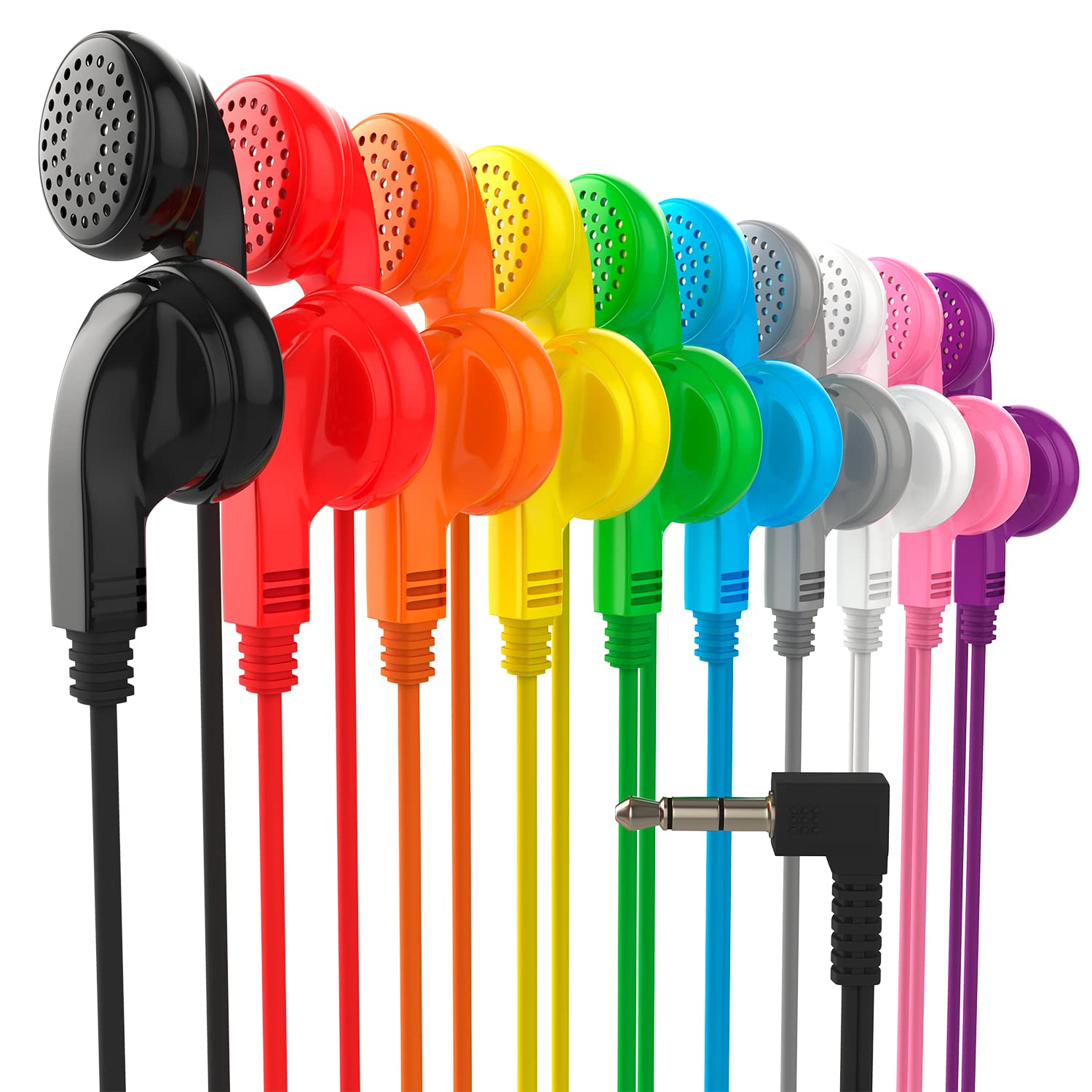 Maeline 300 Pack Bulk Earphones with 3.5mm Headphone Jack - Wholesale Wired Earbuds for Schools, Gyms, Events & Retail Stores - Black