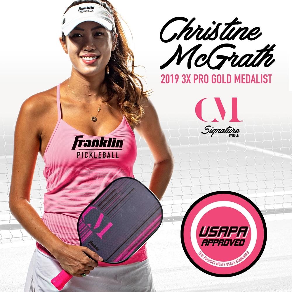 Franklin Christine McGrath Signature Pickleball Paddle - Premium Carbon Fiber Face with Cushion Grip | Pink Pickleball Racket for Women & Men | Perfect for Outdoor & Indoor Court Play, Tournaments & Casual Games