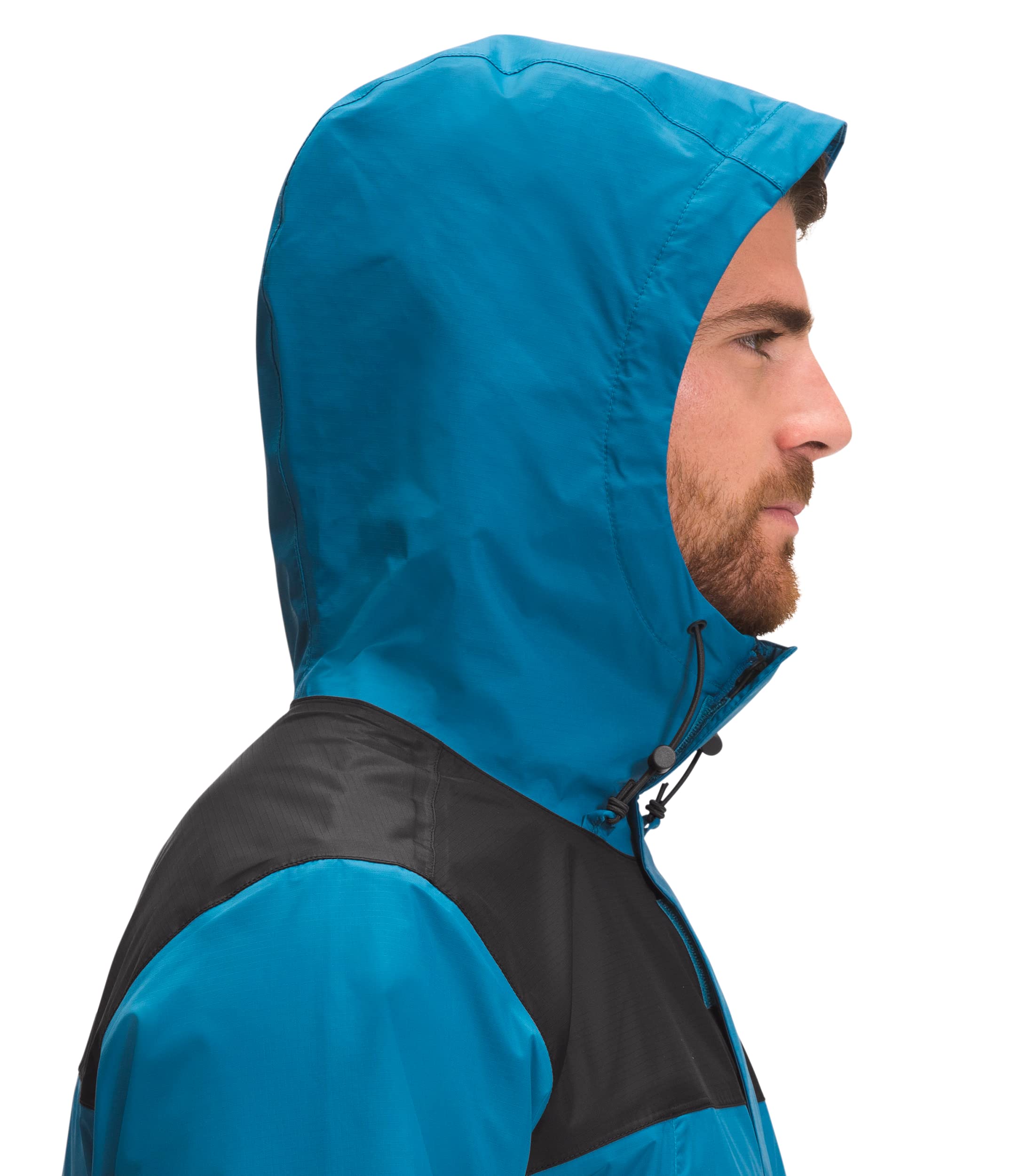 The North Face Men's Antora Jacket - Waterproof Hiking & Outdoor Windbreaker (Black/Banff Blue, Large) for Camping, Trekking & Winter Adventures