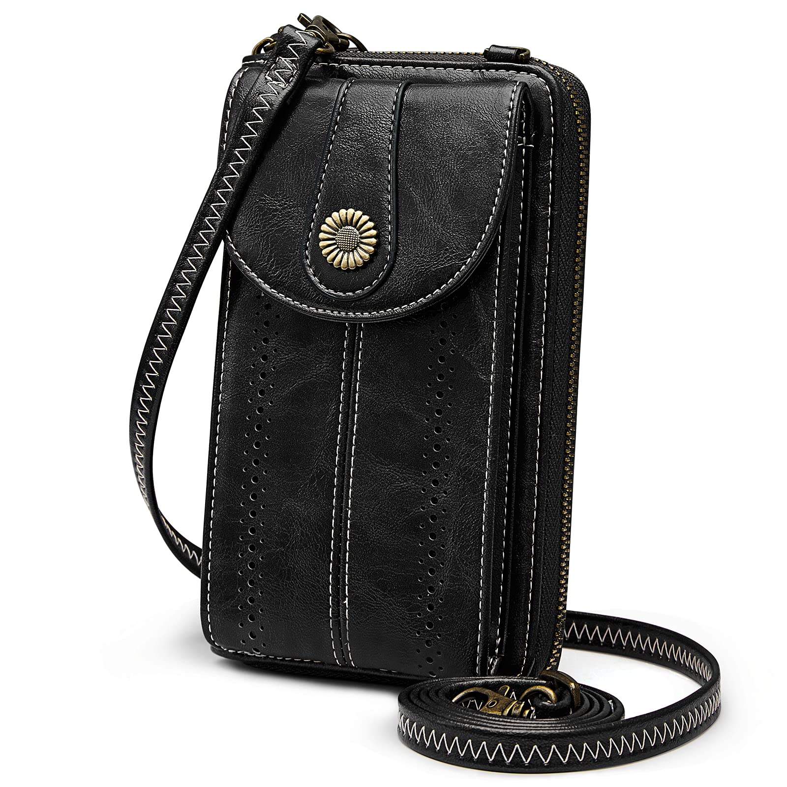 S-ZONE RFID Blocking Crossbody Purse for Women - Small Faux Leather Phone Wallet | Secure Travel & Everyday Essentials Carrier