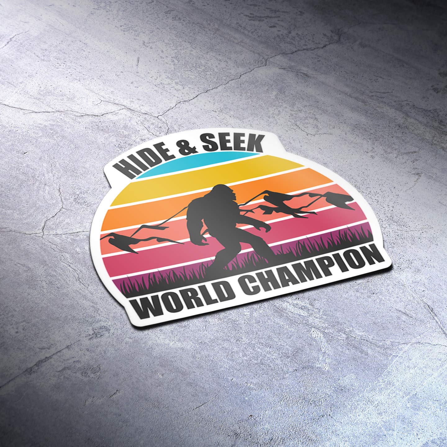 Hide & Seek World Champion Bigfoot Vinyl Decal Sticker - 5 Inch Full Color Printed & Laminated for Cars, Trucks, Vans, SUVs, Walls, Cups, Laptops - Perfect for Outdoor Adventures, Camping Gear & Prank Gifts (KCD3051)