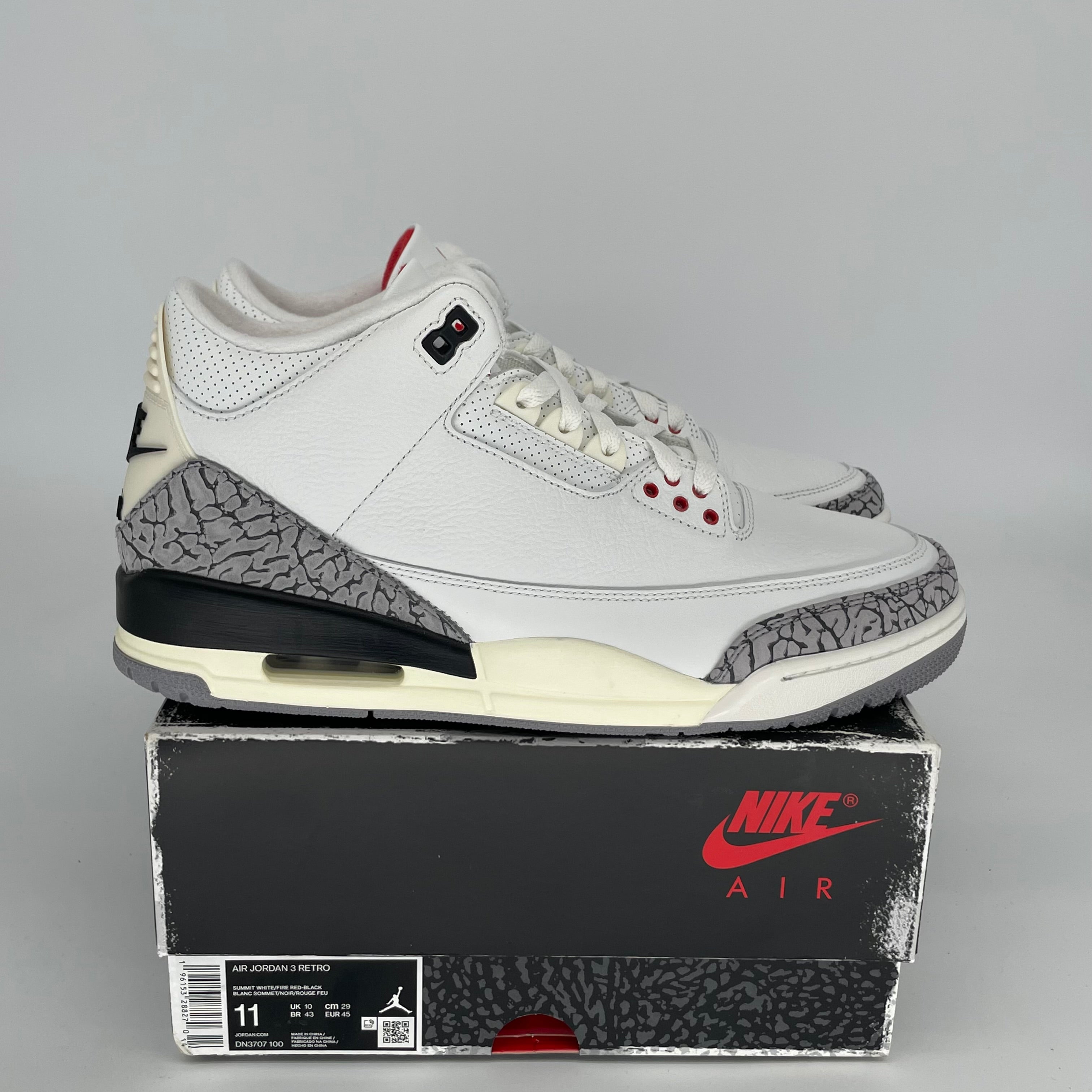 Air Jordan 3 Retro 'White Cement Reimagined' Men's Basketball Shoes Size 11 DN3707 - Authentic Sneakers for Streetwear & Casual Outfits
