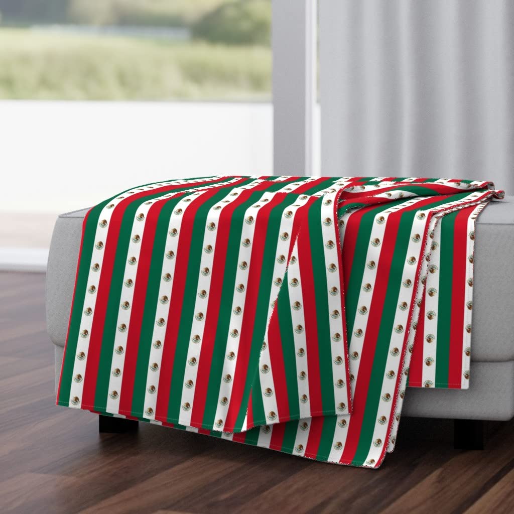 Soft Plush Minky Throw Blanket 50x70 Inches - Mexican Flag Stripe Design for Home Decor, Latino Heritage Gift, Cozy Couch & Bed Blanket