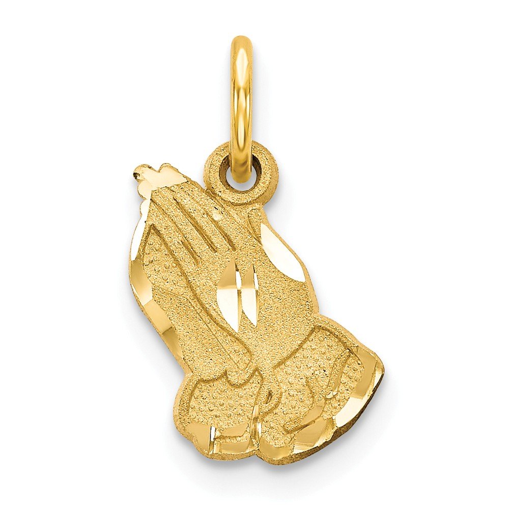 14k Yellow Gold Praying Hands Charm Pendant - Elegant Religious Jewelry for Women & Men - Perfect for Gifts, Daily Wear & Special Occasions
