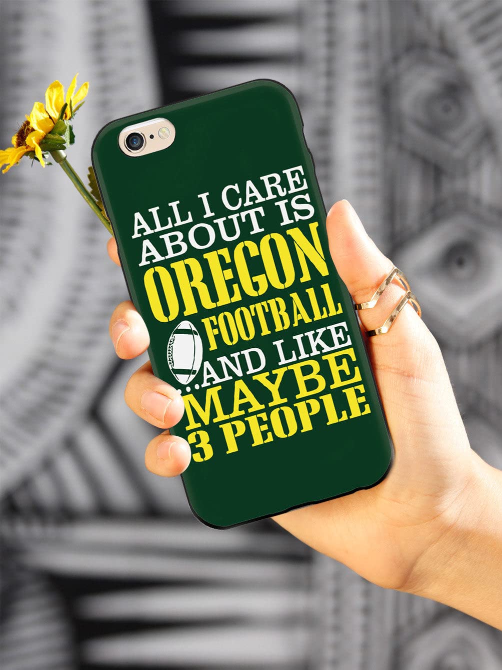 3D Textured iPhone 15 Case with Rubber Bumper - Protective Cover for Apple iPhone 15 - Oregon Football Inspired Design - Perfect for Game Days & Everyday Use - Black
