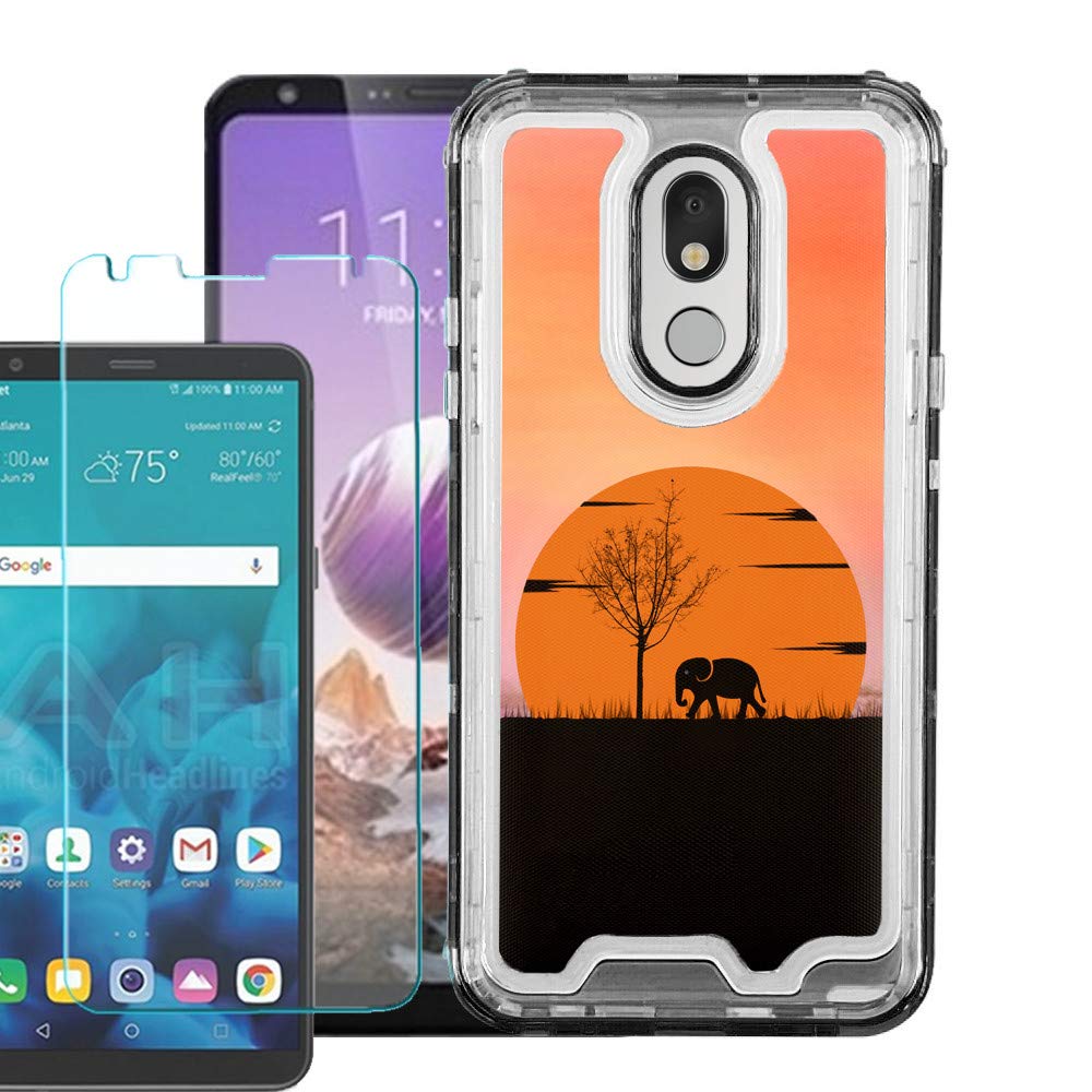 LG Stylo 5 Hybrid Case with Screen Protector - Sunset Elephant Design for Protection & Style