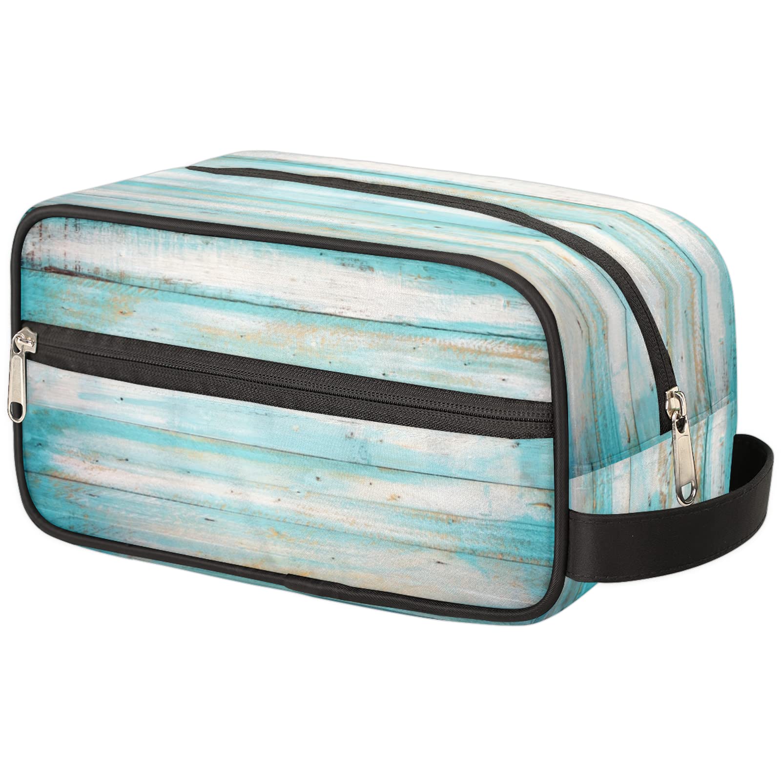 Waterproof Lightweight Wooden Texture Travel Toiletry Bag for Women & Men - Large Capacity Cosmetic Makeup Organizer & Shaving Dopp Kit - Perfect for Vacation, Gym, Camping & Business Trips