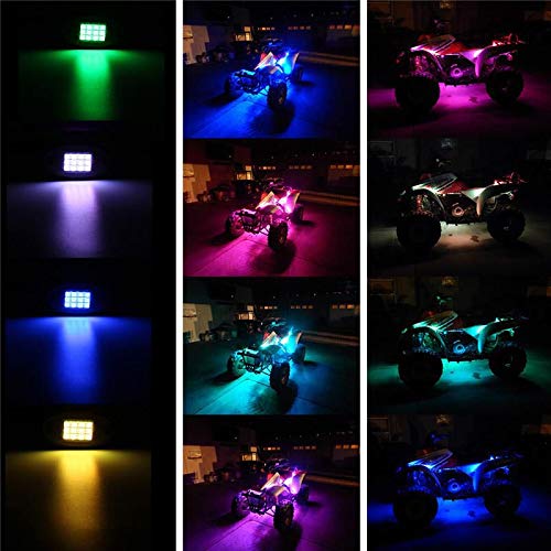 RGB LED Rock Lights with APP & RF Remote Control - 64 Multicolor Underglow Neon Lights, IP68 Waterproof, Music Sync & Flashing Modes - 12V DC Off-Road Lighting Kit for Jeep, Truck, ATV, Motorcycle - Perfect for Night Rides, Car Shows & Off-Road Adventures