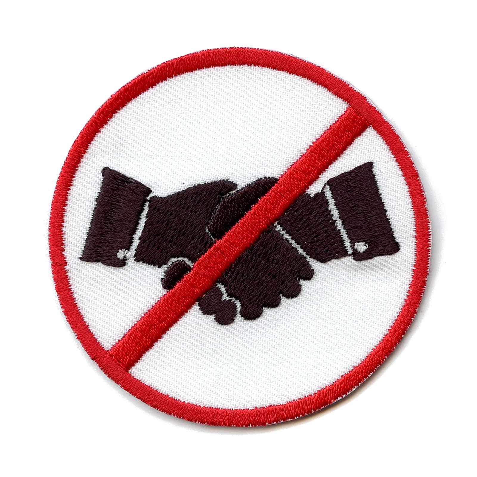 Social Distance Embroidered Iron On Patch - No Handshakes Allowed - Perfect for Jackets, Backpacks & DIY Crafts