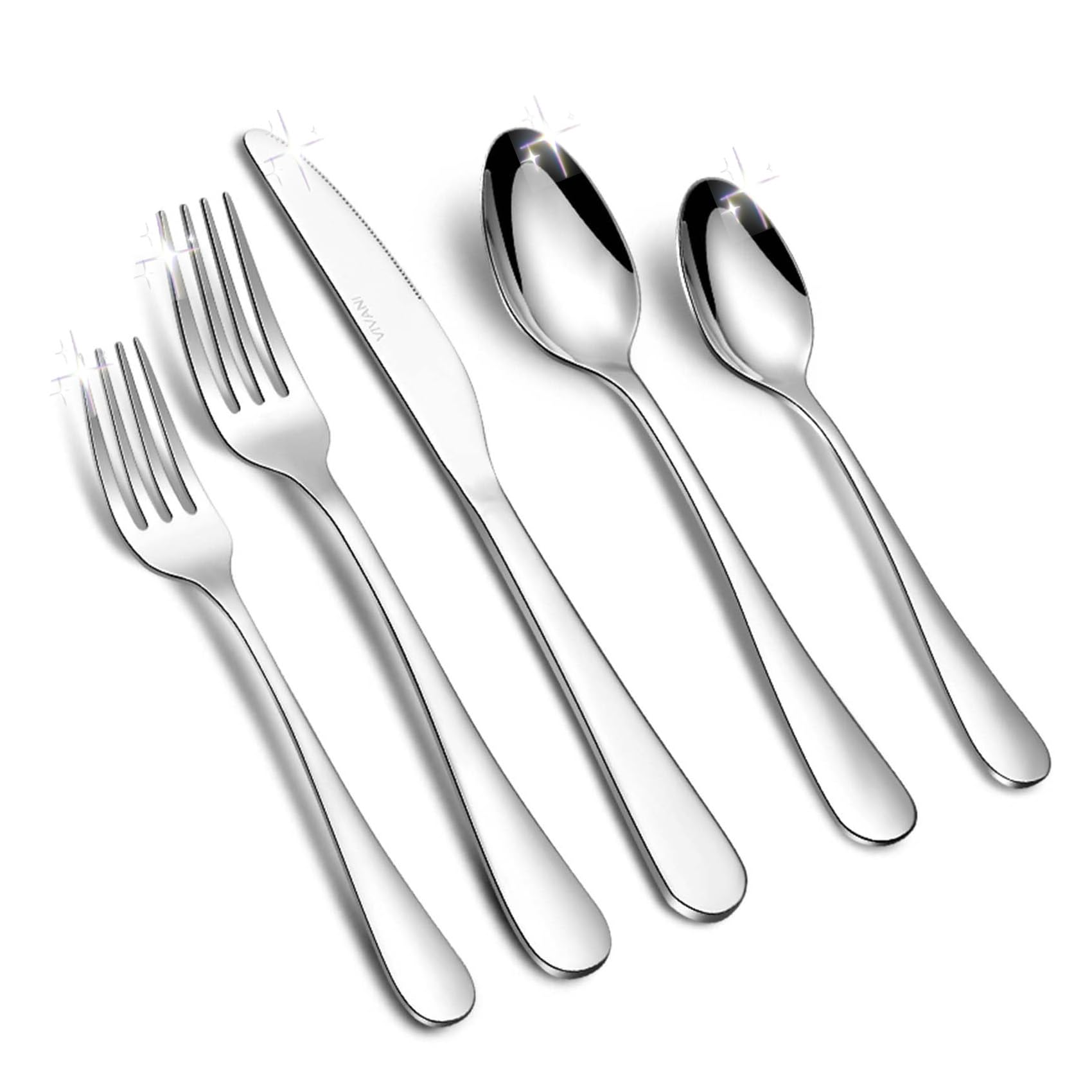 VIVANI 40-Piece Stainless Steel Flatware Set for 8 - Premium Silverware Utensil Set with Forks & Spoons - Dishwasher Safe Cutlery for Home Kitchen, Restaurant & Dinner Parties
