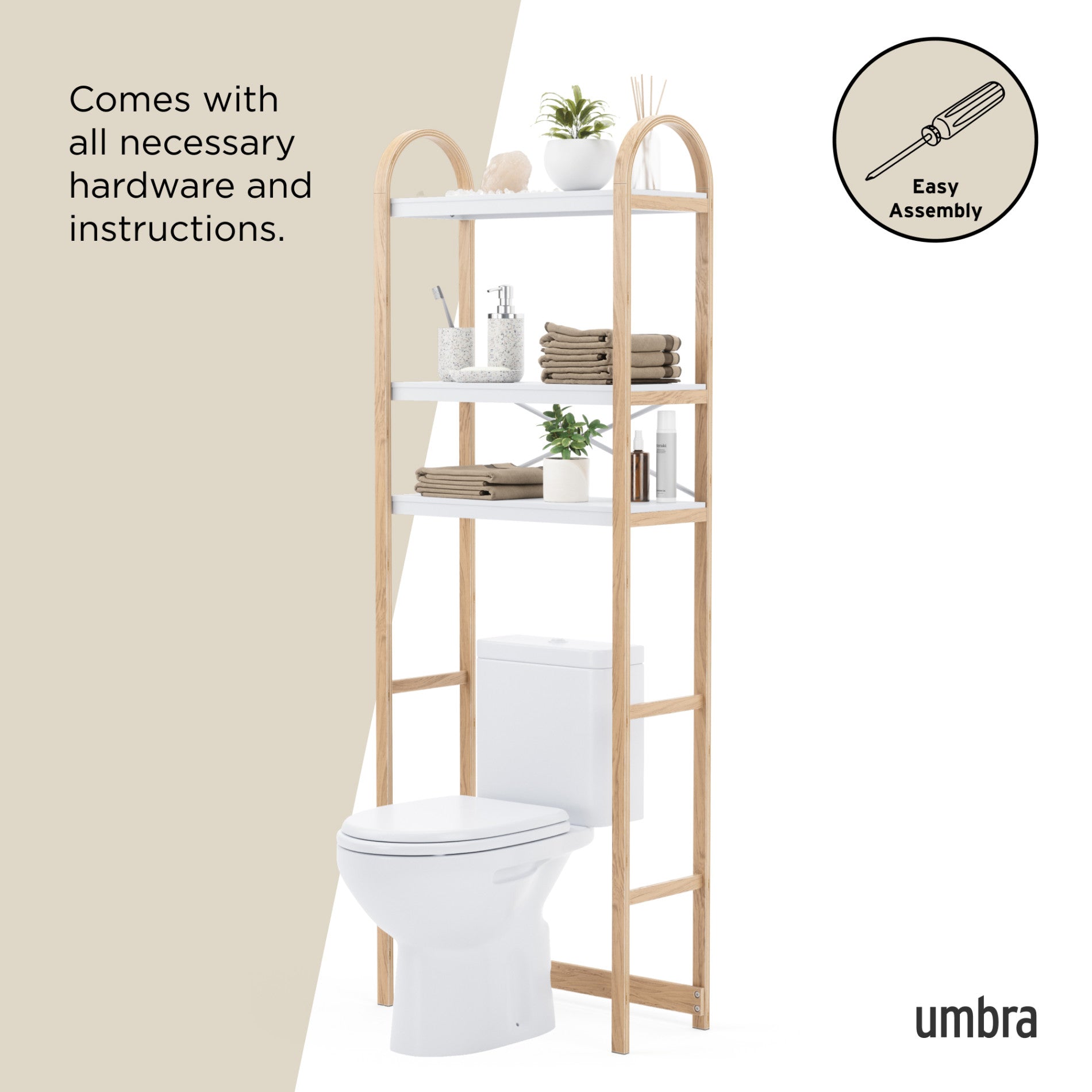 Bellwood Over the Toilet Shelf - Space Saving Bathroom Storage Organizer for Towels, Toiletries & Decor - Perfect for Small Bathrooms & Powder Rooms