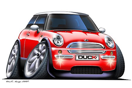 Mini Cooper Cartoon Car Wall Decal - 4ft Large Sticker for Man Cave & Boys Room Decor