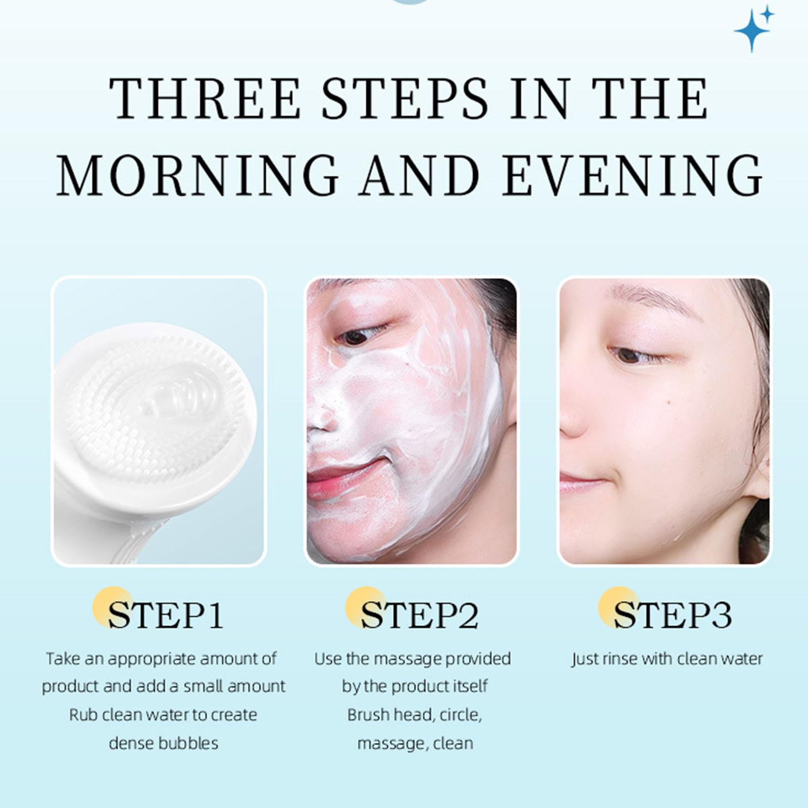 Clean & Fresh Facial Cleanser with Brush - Gentle Oil Control & Deep Pore Cleansing for Daily Skincare | Skin Firming Bubble Foam Face Wash (120ml) - Perfect for Morning & Night Routine, Travel & Sensitive Skin Care