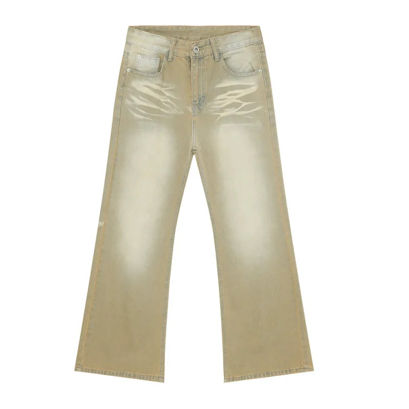 American Design Men's Denim Pants - Casual Distressed Contrast Color Straight Leg Jeans for Summer | Wide Bottom Comfort Fit (Style 9C6504) | Perfect for Streetwear, Casual Outings & Everyday Wear