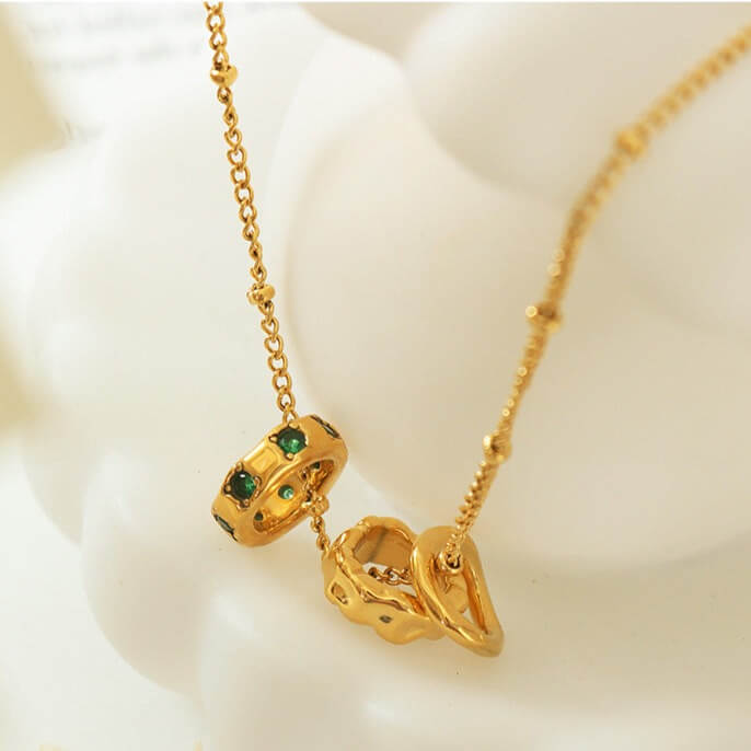 18K Gold Plated Connected Rings Charm Necklace for Women | Elegant Layering Jewelry Gift for Anniversary, Birthday & Valentine's Day | X1411
