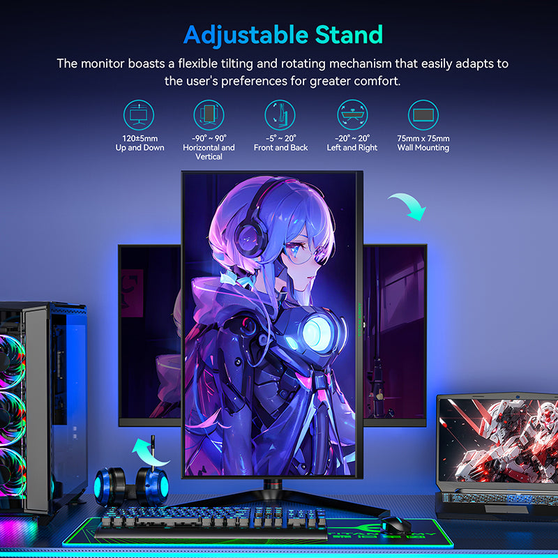 TITAN ARMY P27A2R 27 Inch Fast IPS Gaming Monitor - 180Hz Refresh Rate, 1ms Response Time, HDR Ready for PC & Console Gaming - Perfect for Esports, FPS & Racing Games