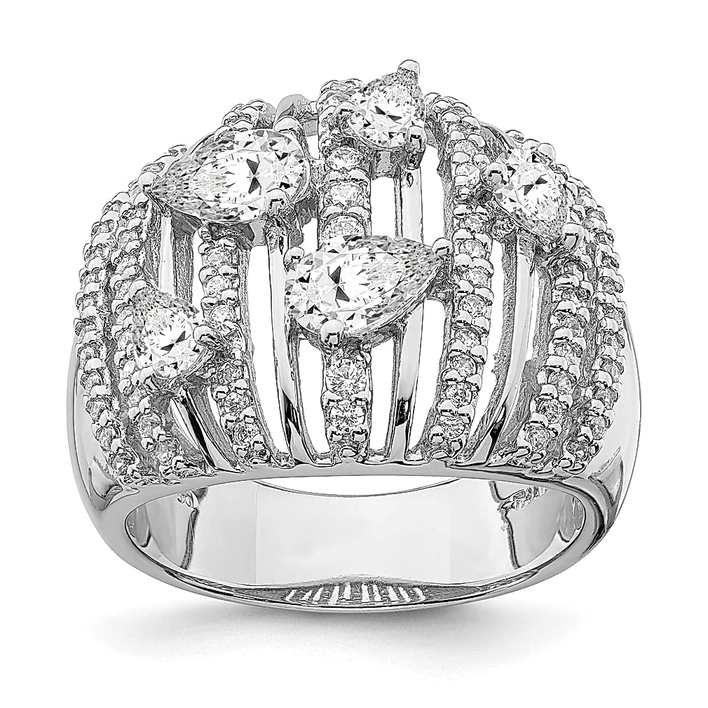 925 Sterling Silver Pear Cubic Zirconia CZ Band Ring for Women - Elegant Fine Jewelry Gift for Her - Perfect for Anniversaries, Weddings & Special Occasions