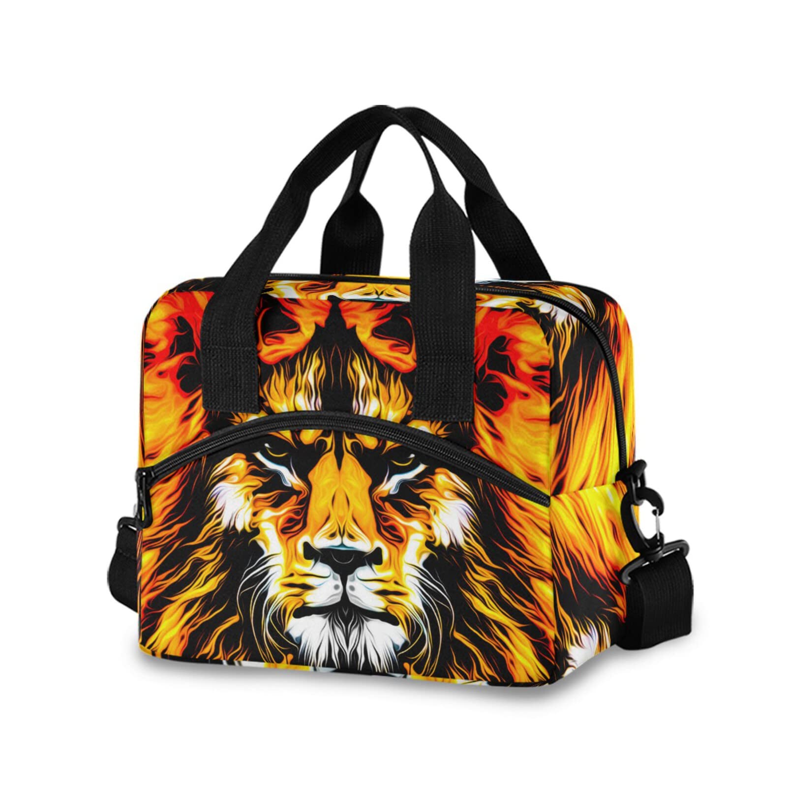 KFBE Insulated Lion Lunch Bag - Thermal Cooler Tote with Removable Shoulder Strap for Work, School, Picnic & Beach - Cute Animal Design Lunch Box for Kids & Adults (20808291)