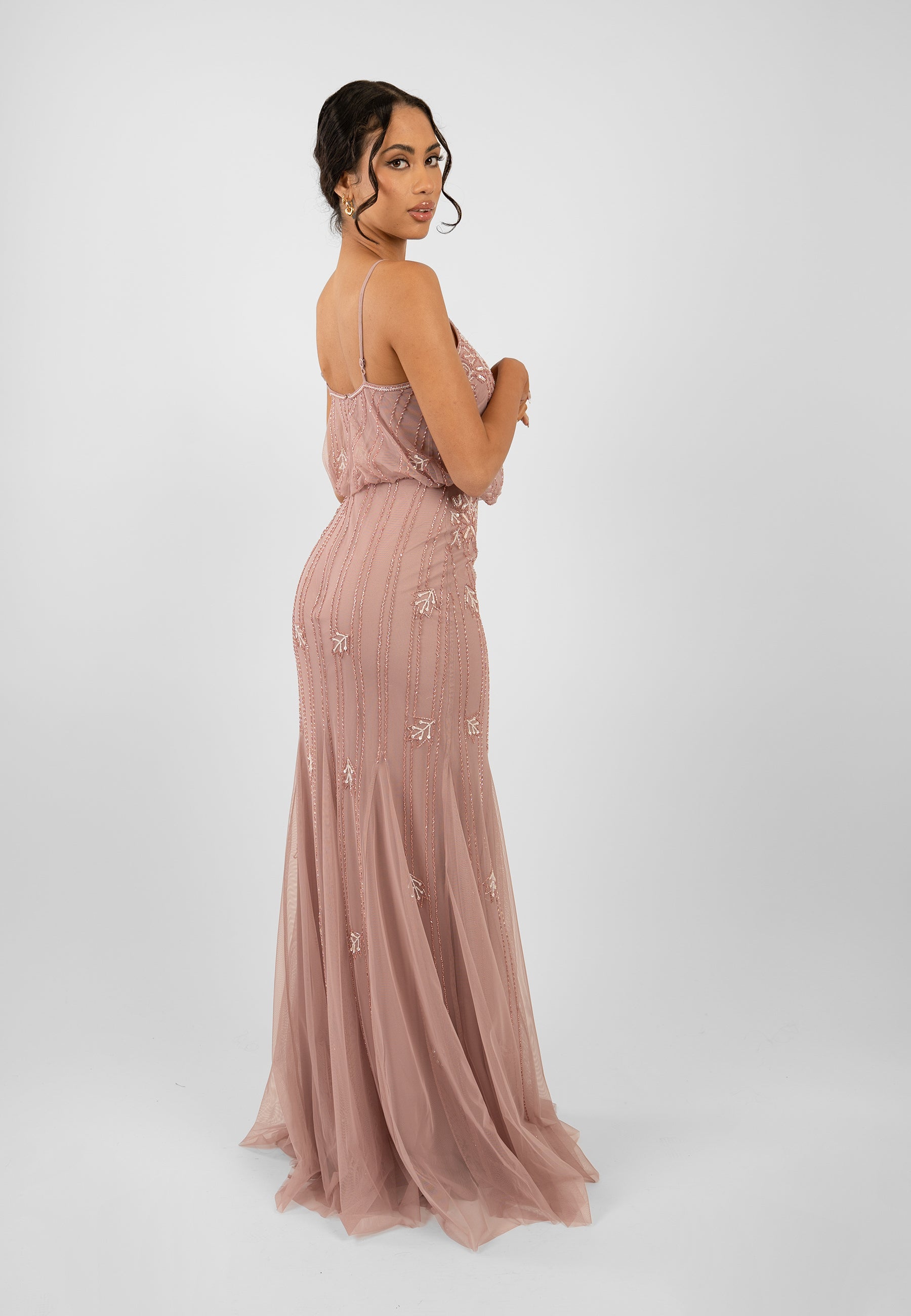 Elegant Mauve Bridesmaid Dress by Keeva - A-Line Floor-Length Gown for Weddings, Formal Events & Special Occasions