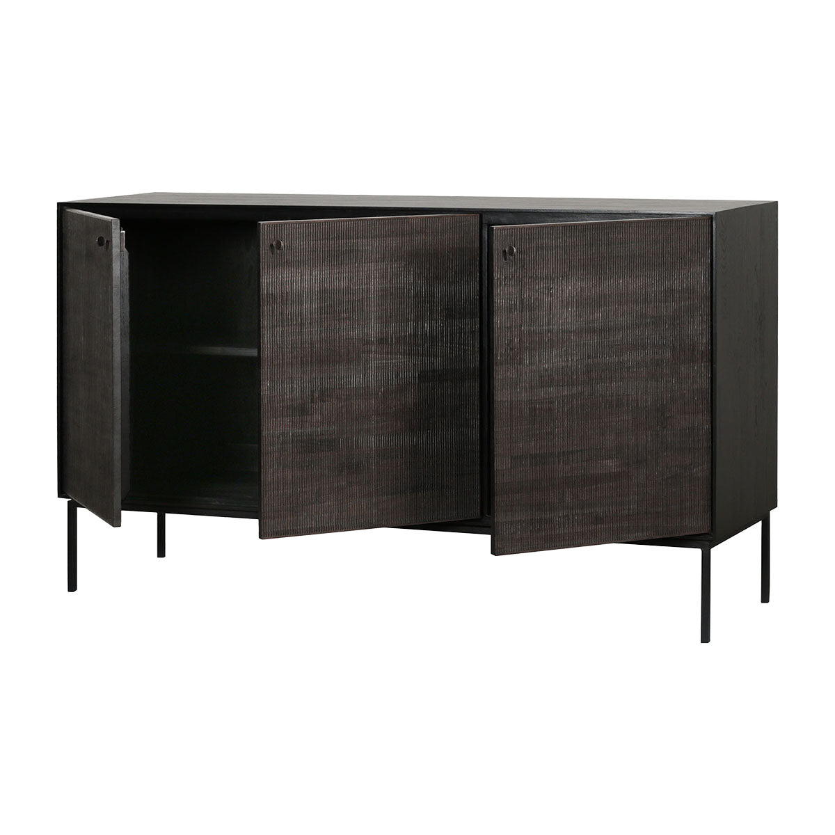 Modern 3-Door Sideboard with Grooves - Stylish Storage Cabinet for Living Room, Dining Room & Entryway - Perfect for Organizing Dishes, Linens & Home Decor