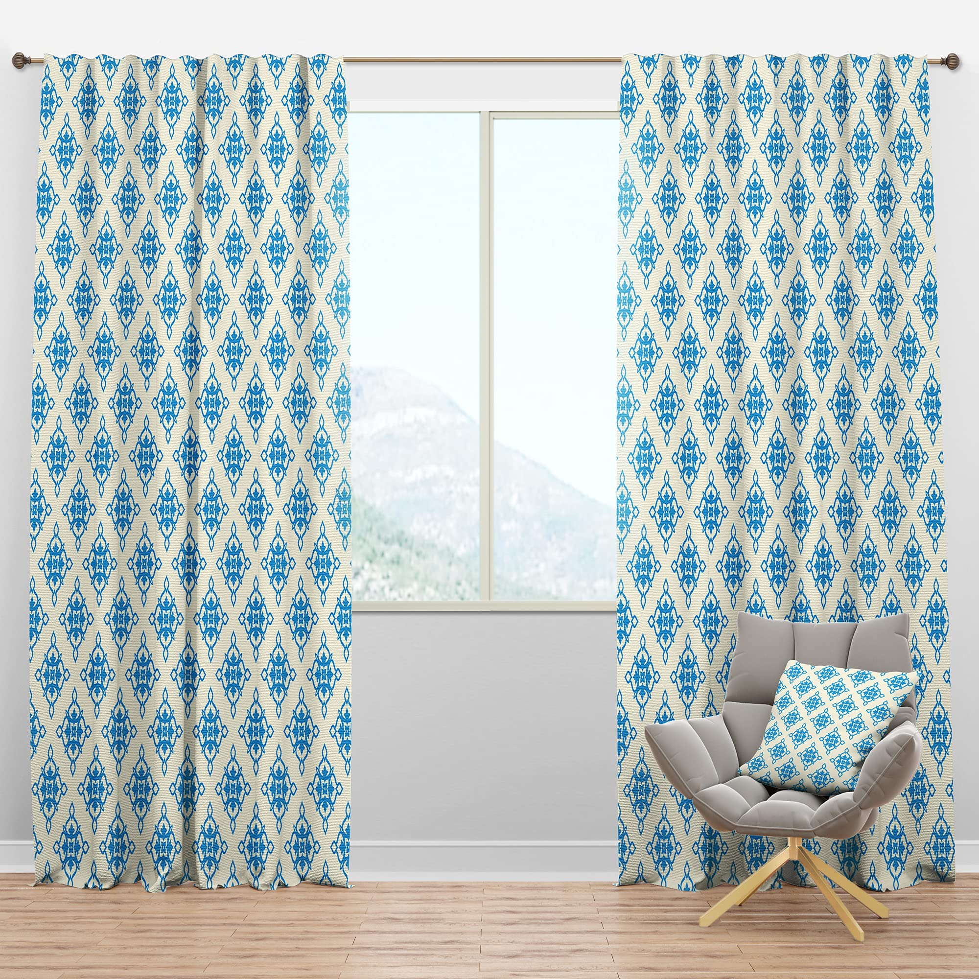 DesignQ Blackout Curtains - Retro Ornamental Pattern Thermal Insulated Drapes for Bedroom & Living Room (52x108, Single Panel) - Perfect for Home Theater, Night Shift Sleep & Energy Saving