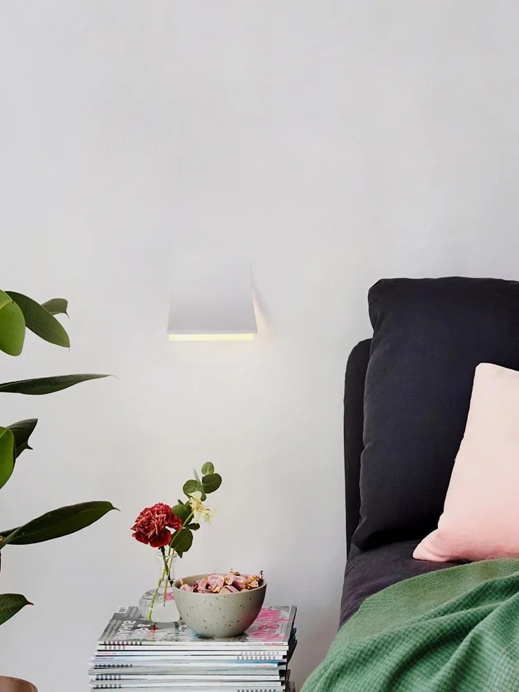 Minimalist Modern Wall Sconce Light - Set of 2, Dimmable LED Wall Lamp for Bedroom, Living Room, Hallway & Staircase Lighting