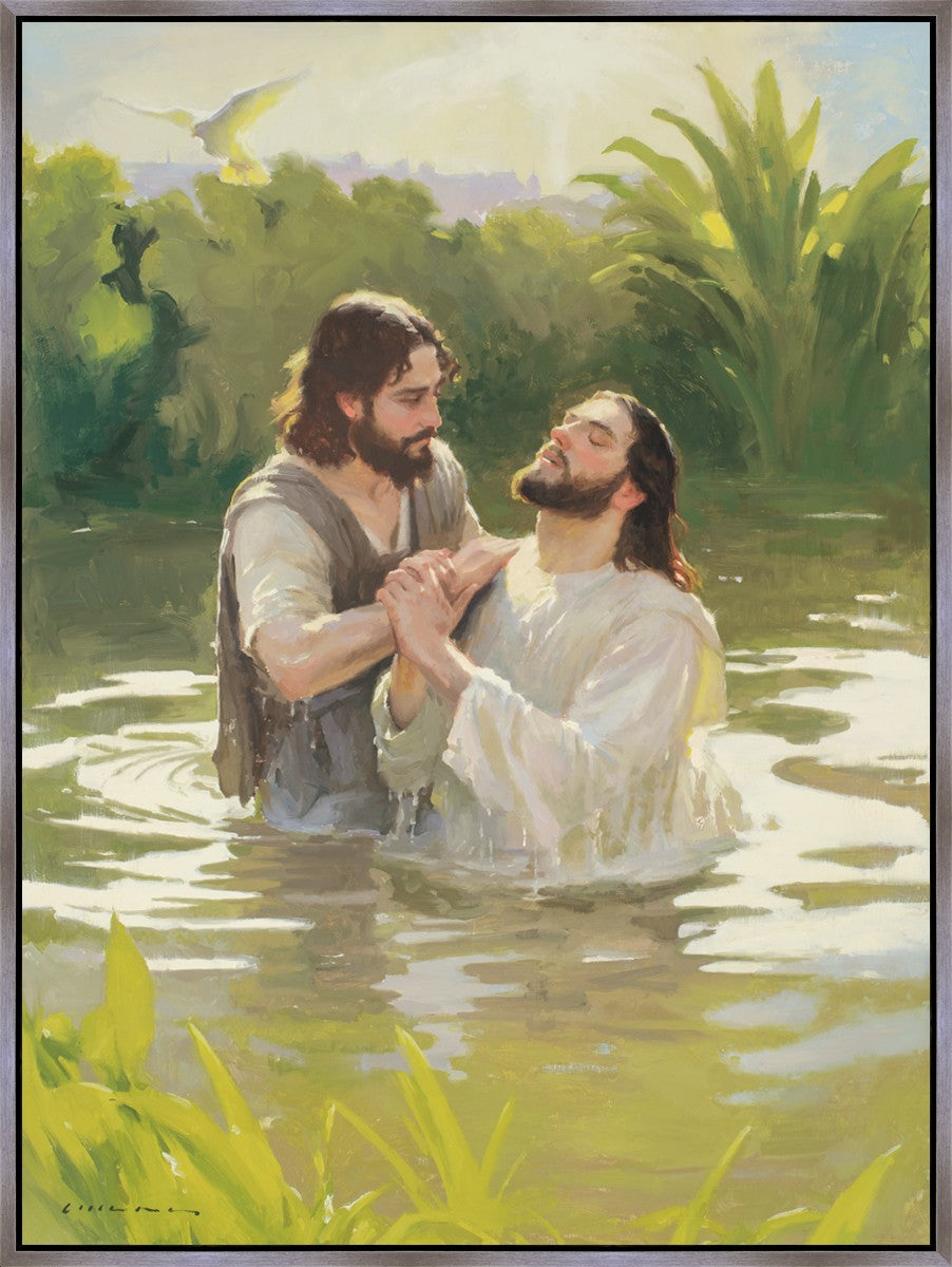 Baptism of The Savior Large Wall Art Gallery Wrap - Religious Home Decor for Church, Living Room & Office - Canvas Print for Christian Faith & Spiritual Inspiration