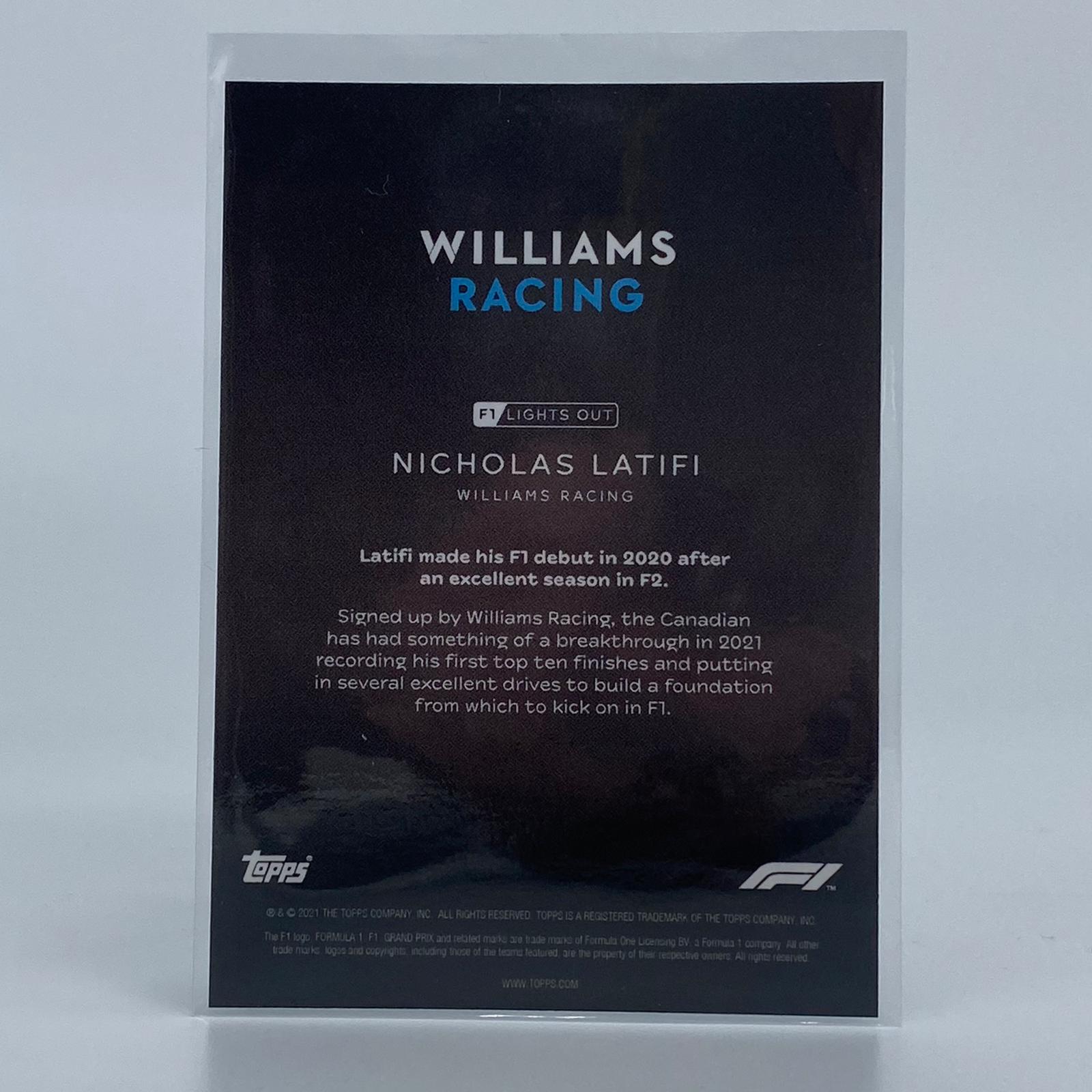 75 Nicholas Latifi Green Parallel F1 Racing Driver Card - Perfect for Collectors, Trading, and Motorsport Memorabilia Displays
