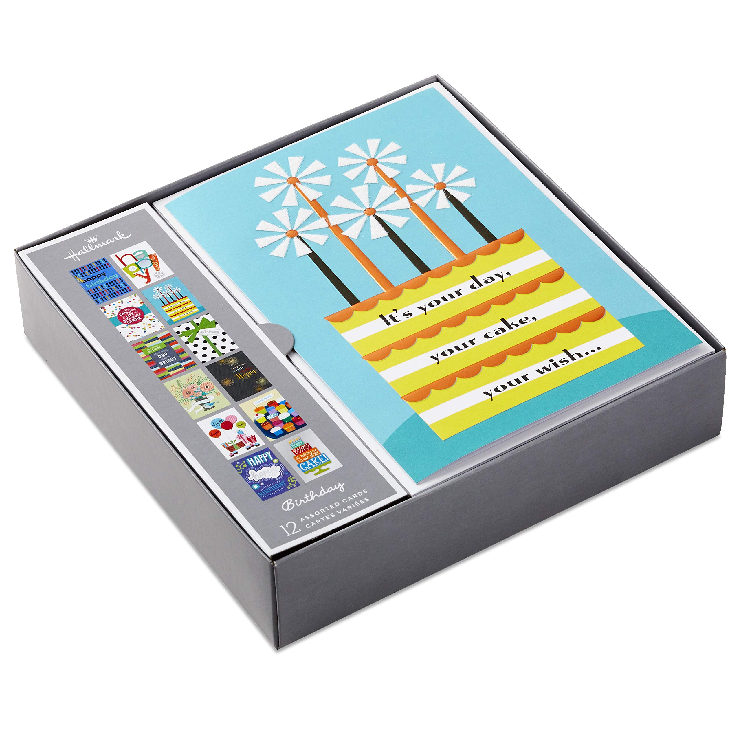 Hallmark Assorted Birthday Greeting Cards - 12 Pack with Envelopes | Kids Birthday Cards Set Featuring Shark & Unicorn Designs - Perfect for Parties, School Events & Family Celebrations