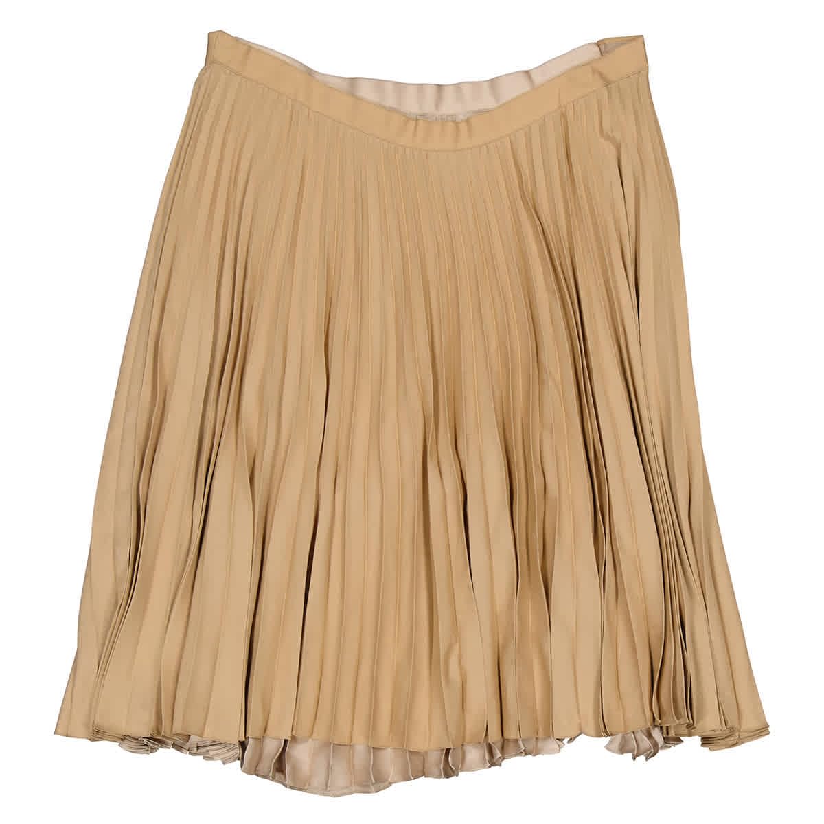 BURBERRY Women's Sandbank Pleated Layered Midi Skirt - Size 4 (US 2) | Classic British Luxury Fashion for Casual Outings, Office Wear & Special Occasions