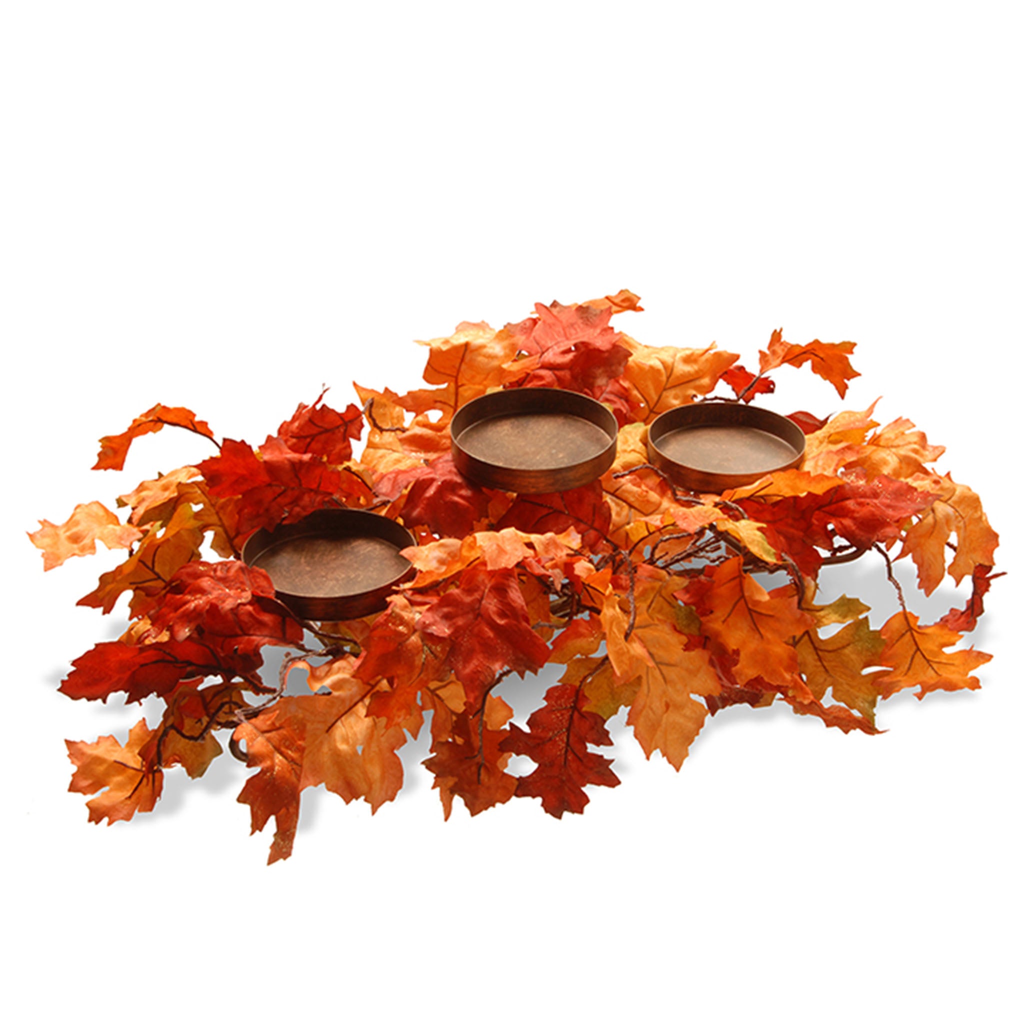 22 Inch Fall Centerpiece with 3 Candle Holders - Maple Leaf Decorated Autumn Table Decor for Thanksgiving, Harvest Festival & Seasonal Home Decoration