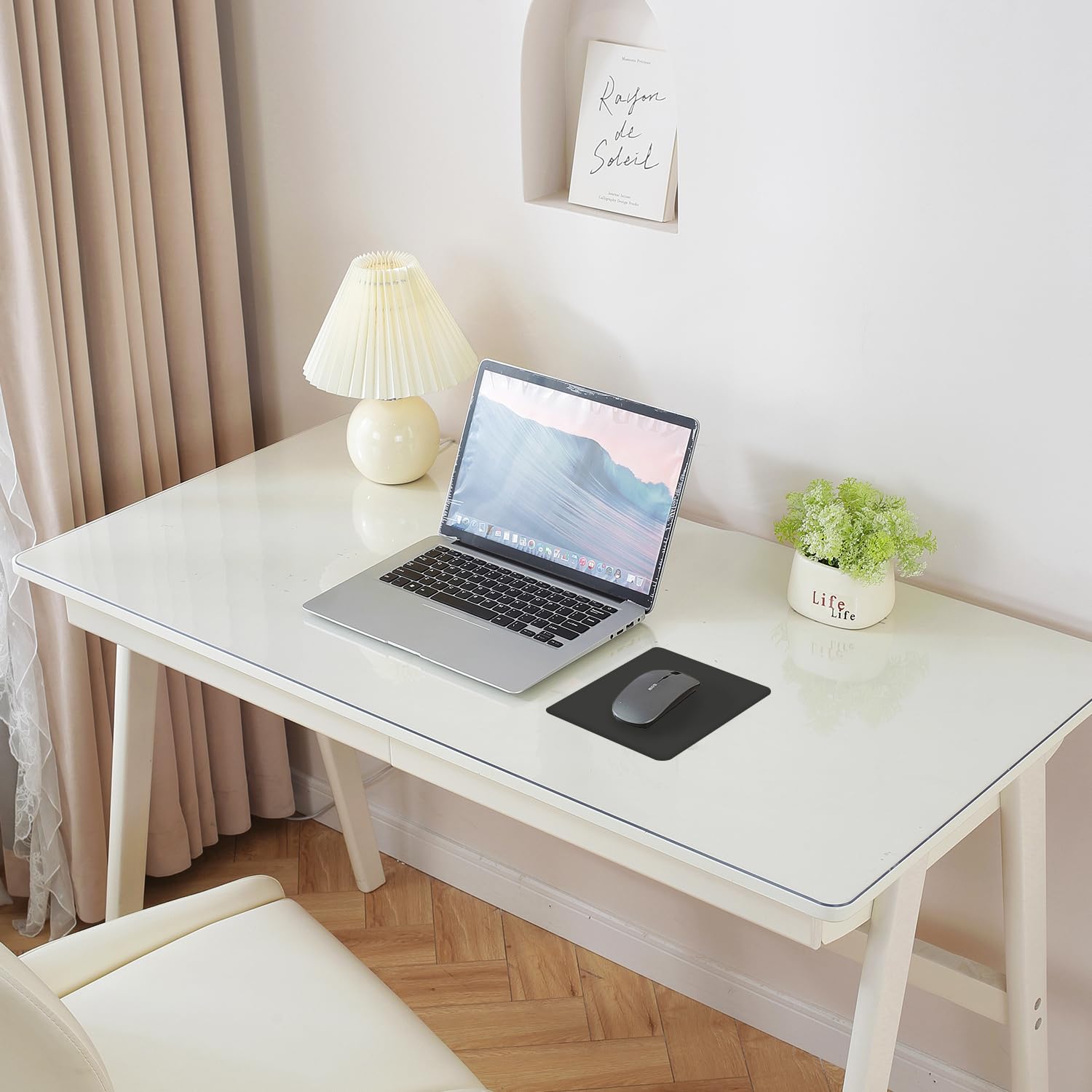 LovePads Clear Desk Mat 12 x 16 Inch, 1.5mm Thick Non-Slip PVC Desk Protector - Waterproof Writing Pad & Blotter for Home Office, Gaming, Study & Workstation - Perfect for Keyboard, Mouse & Laptop Use