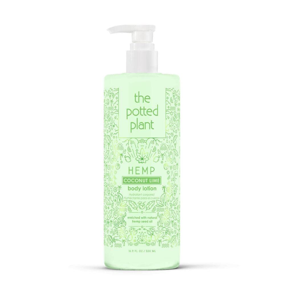 Organic Coconut Lime Body Lotion with Hemp Seed Oil & Vitamin E | THC-Free, Collagen-Infused Moisturizer for Dry Skin (16.9 oz) | Perfect for Daily Hydration & Post-Sun Care