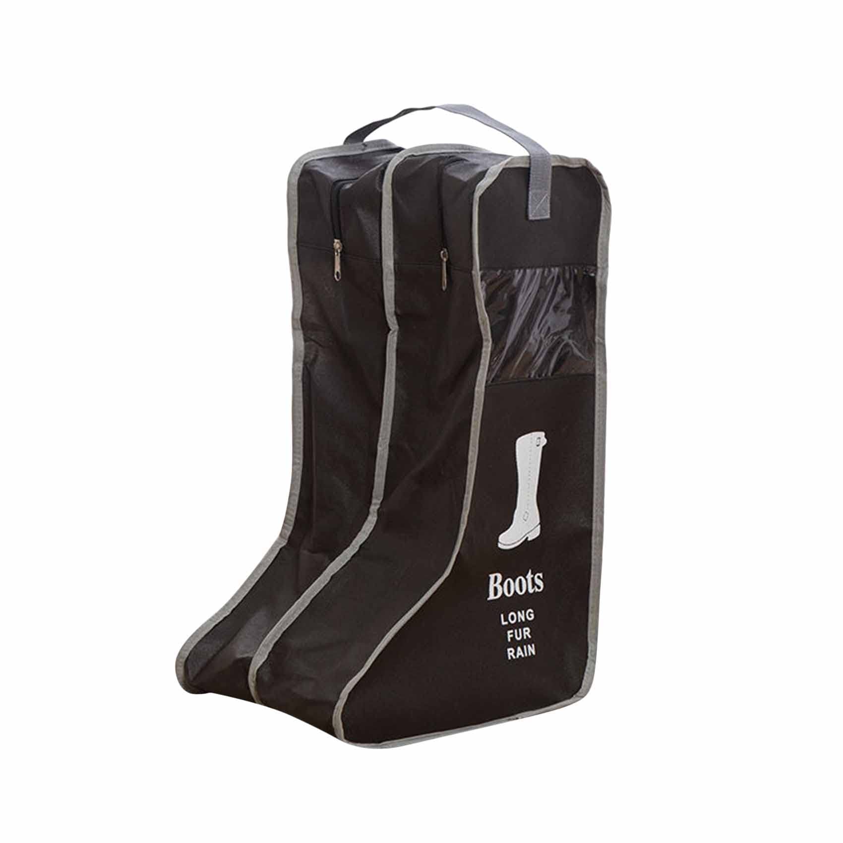Waterproof Boot Storage Bag for Cowboy, Snow & Tall/Short Boots - Dustproof Shoe Organizer with Zipper - Portable Travel Shoe Protector (Black, Large) - Perfect for Closet Organization & Boot Storage During Travel