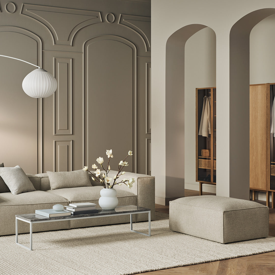 Cosima 2 Seater Sofa with Large Pouf - Modern Living Room Furniture for Small Spaces, Apartment & Lounge Comfort - Perfect for Relaxing, Entertaining & Compact Home Decor