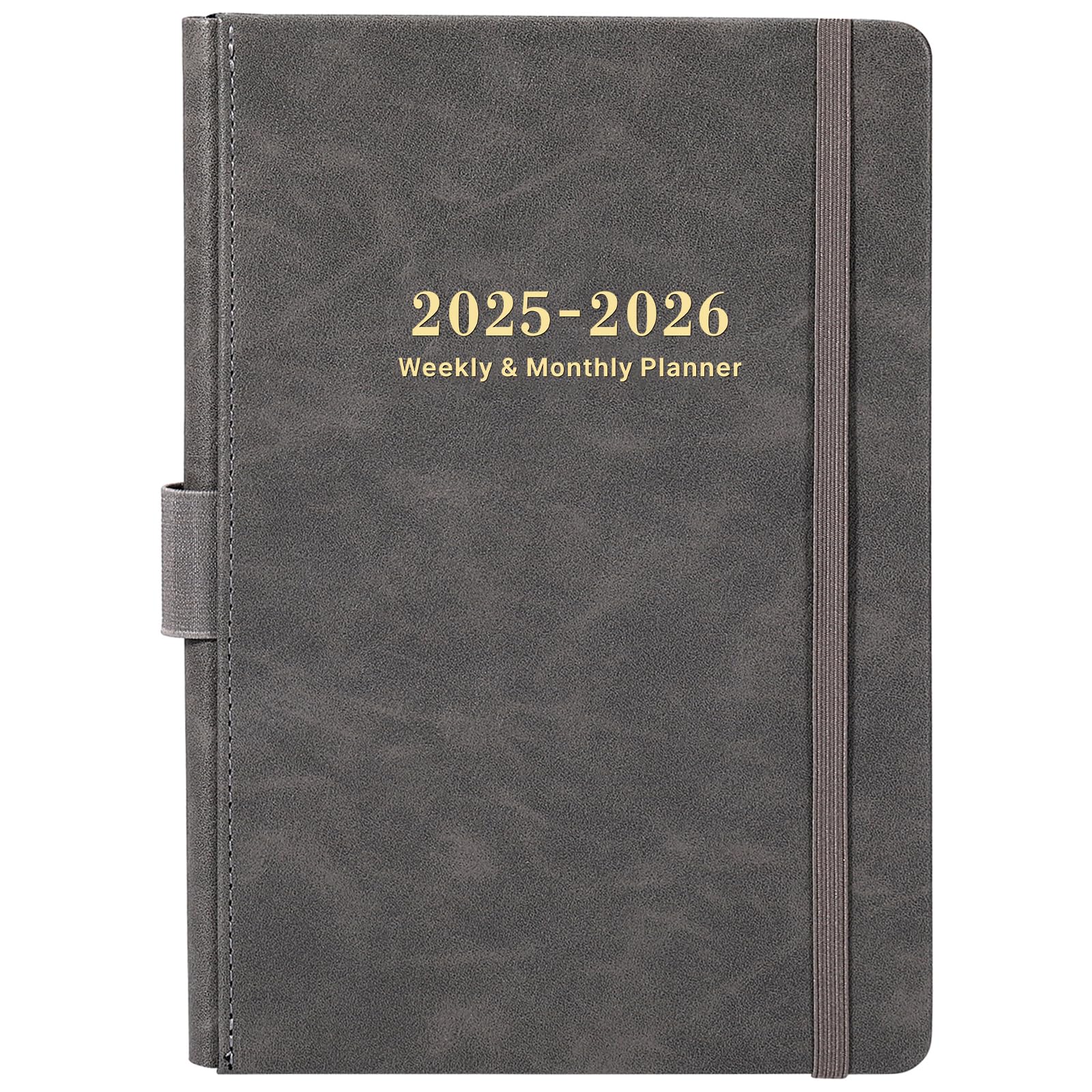 2025-2026 Academic Planner - A5 Weekly & Monthly Diary from July 2025 to June 2026 | 14.6 x 21 cm Grey Organizer with Pen Holder, Inner Pocket & 40 Notes Pages | Perfect for Students, Professionals & Office Use