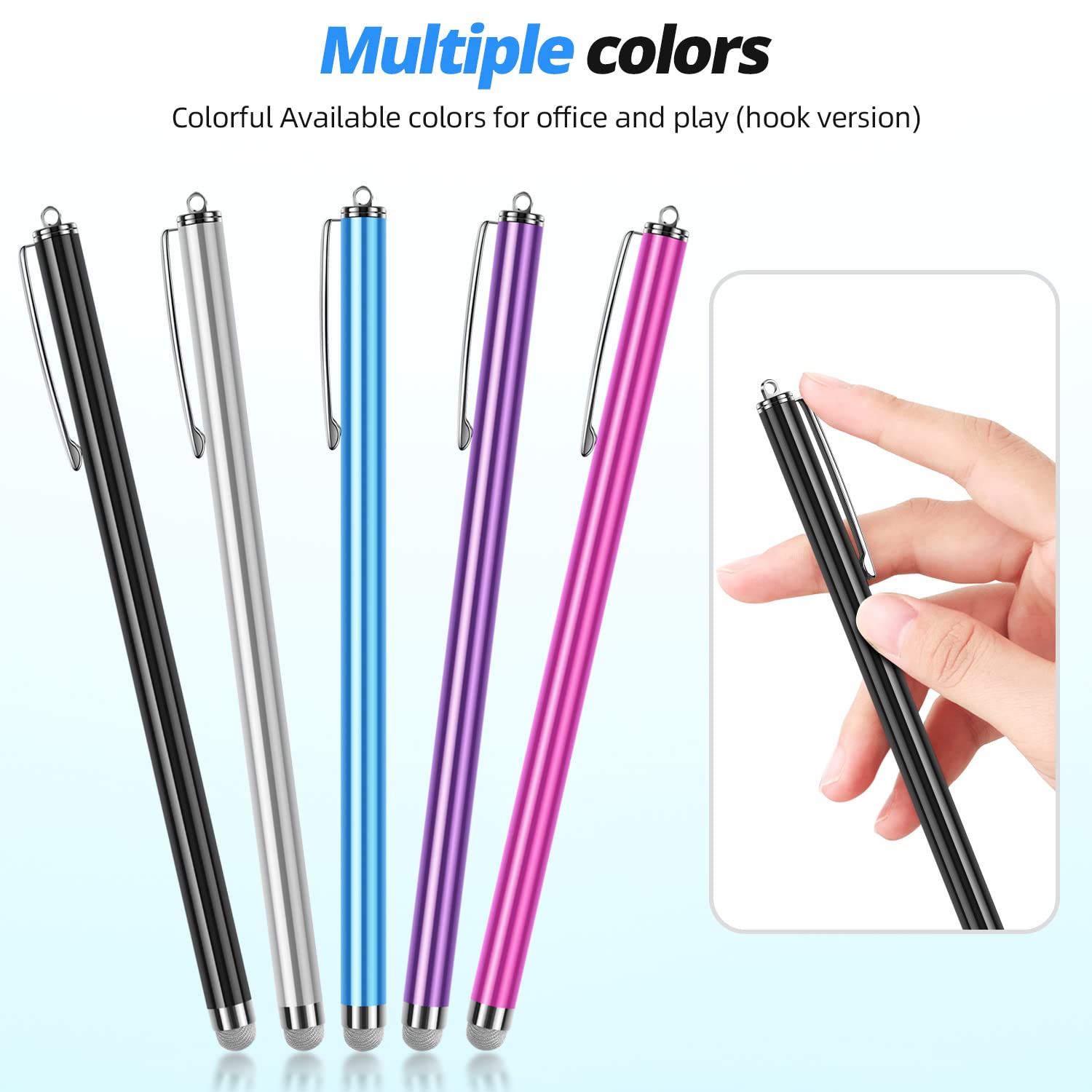 5-Pack High Sensitivity Fiber Mesh Stylus Pens for Touch Screens - Fine Point Capacitive Pen Compatible with iPad, iPhone, Android Tablet, Laptop, Microsoft Surface & Chromebook | Perfect for Drawing, Note-Taking & Digital Signatures