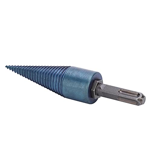 High-Speed Steel Blue Plated Screw Cone Drill Bit - Durable Wood Splitter for Electric Drills | Fast & Efficient Firewood Splitting for DIY & Carpentry Projects