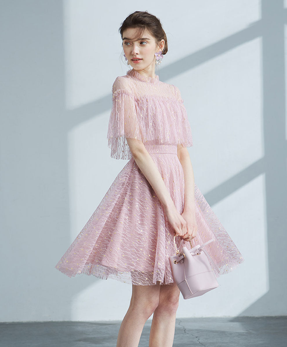 Elegant Pink Tulle Lace Short Prom Dress - Homecoming Party Dress for Teens | Perfect for Prom Night, Sweet 16, Quinceañera & Formal Dances