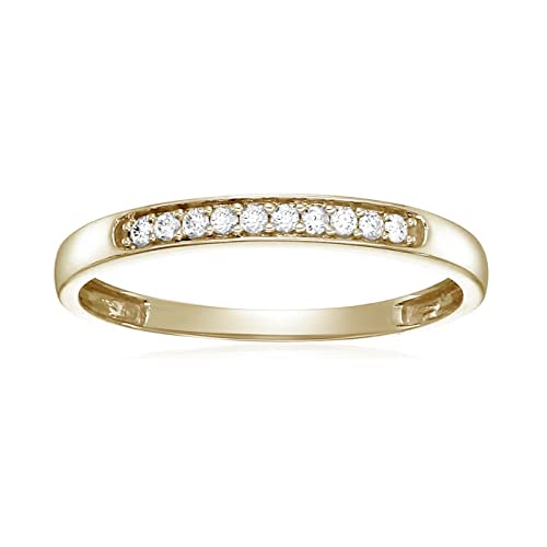 Vir Jewels 1/10 CTTW Diamond Wedding Band for Women - 10K Yellow Gold Engagement Ring with 10 Prong-Set Stones (Size 4.5-10) | Perfect for Bridal Jewelry, Anniversary Gifts & Special Occasions