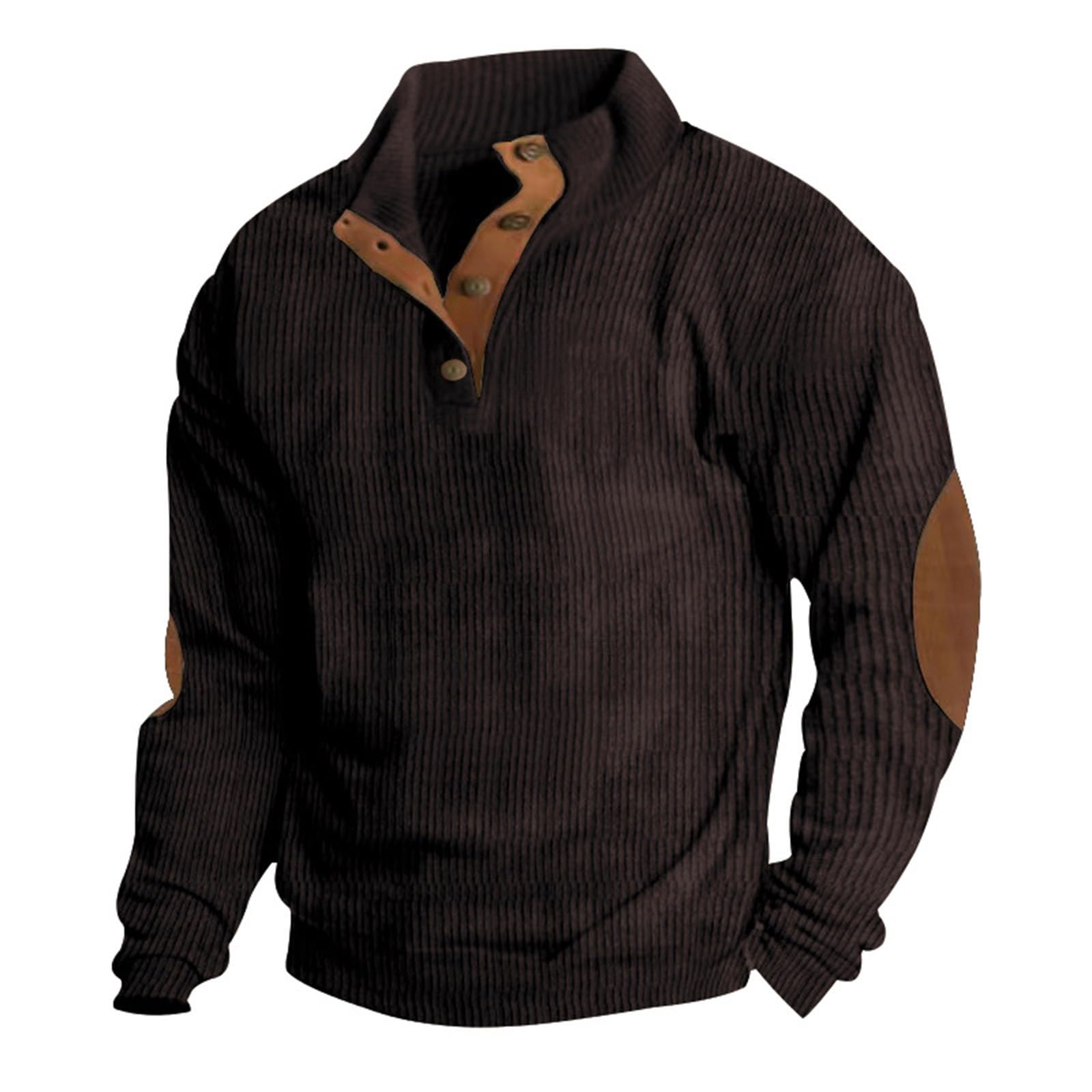 ZEFOTIM Men's Lightweight Winter Pullover Sweatshirt - Stand Collar Button-Up Long Sleeve Casual Work Sweater for Men | Office Wear, Outdoor Activities & Cold Weather Comfort
