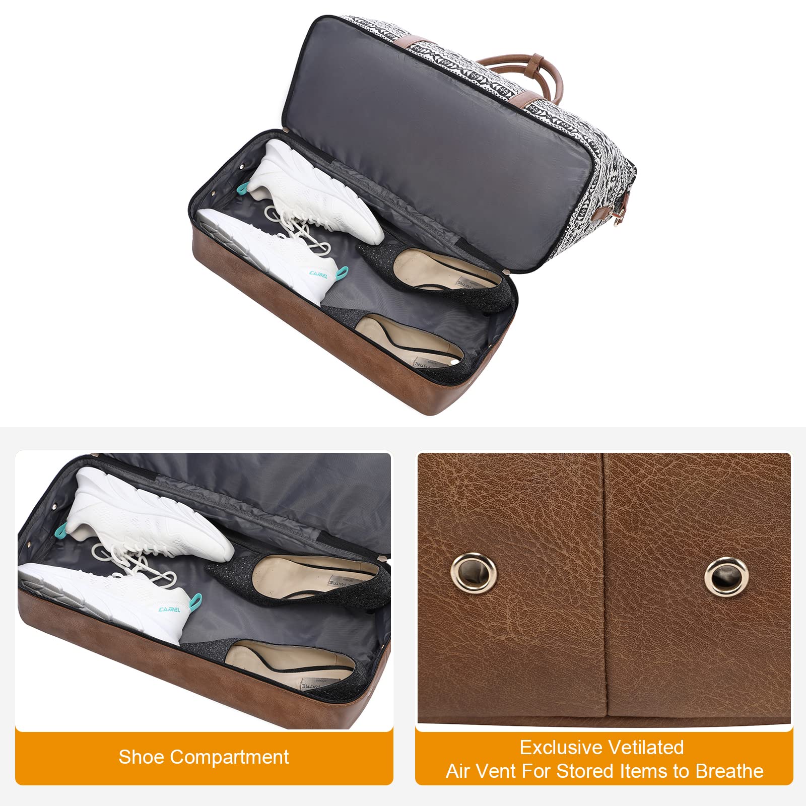 **Sucipi Women's Canvas Weekender Travel Duffle Bag with Shoe Compartment & Toiletry Pouch - Perfect for Overnight Trips, Gym, Hospital, Labor & Delivery, Weekend Getaways**