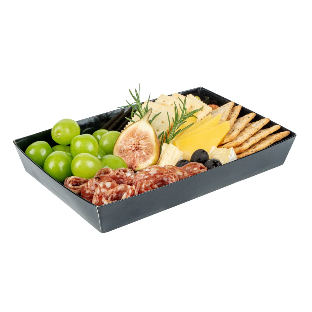 Restaurantware Matsuri Vision 9x6x1.5 Inch Large Disposable Sushi Trays - 100 Greaseproof Black Paper Sushi Containers for Entrees & Desserts (Lids Sold Separately) | Perfect for Japanese Restaurants, Catering & Takeout