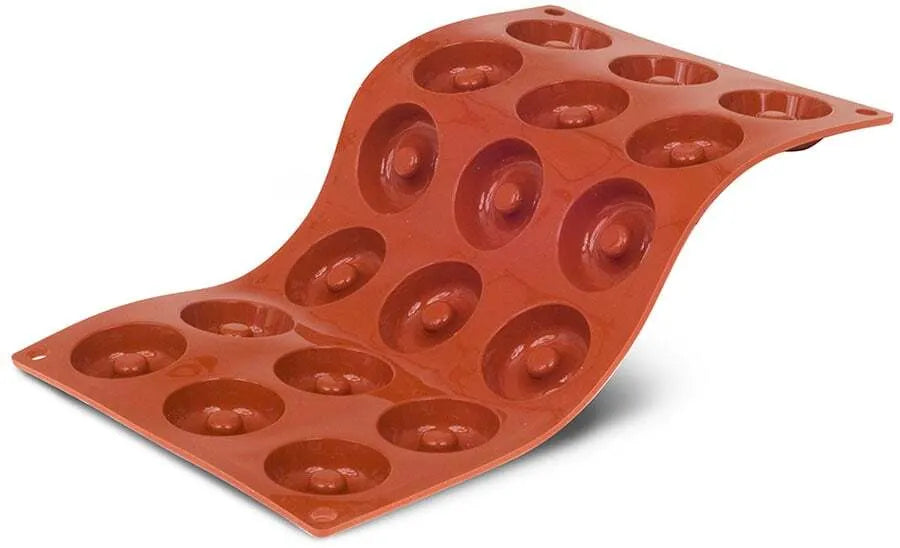 Non-Stick Orange Silicone Savarin Mold - 18 Cavity Baking Pan for Perfect Cakes, Desserts & Pastries - Ideal for Home Bakers & Professional Chefs