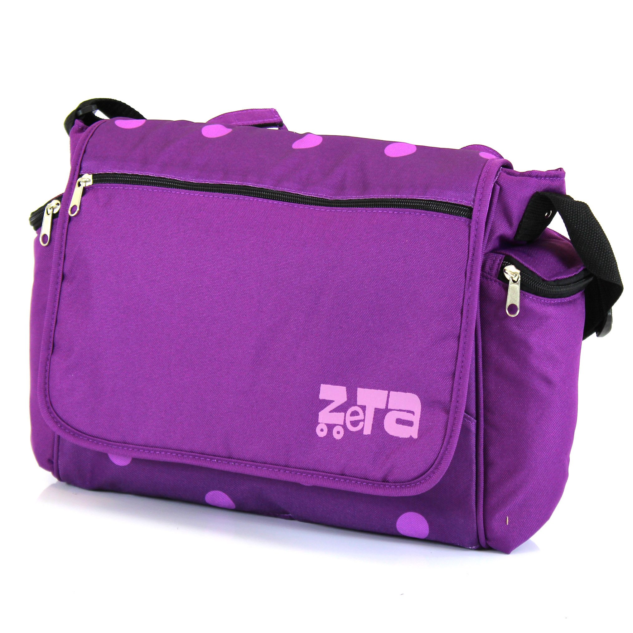 Zeta Luxury Complete Baby Changing Bag with Changing Mat - Large Diaper Bag for Moms, Waterproof & Spacious (Plum Dots) - Perfect for Travel, Daycare & On-the-Go Parenting Essentials
