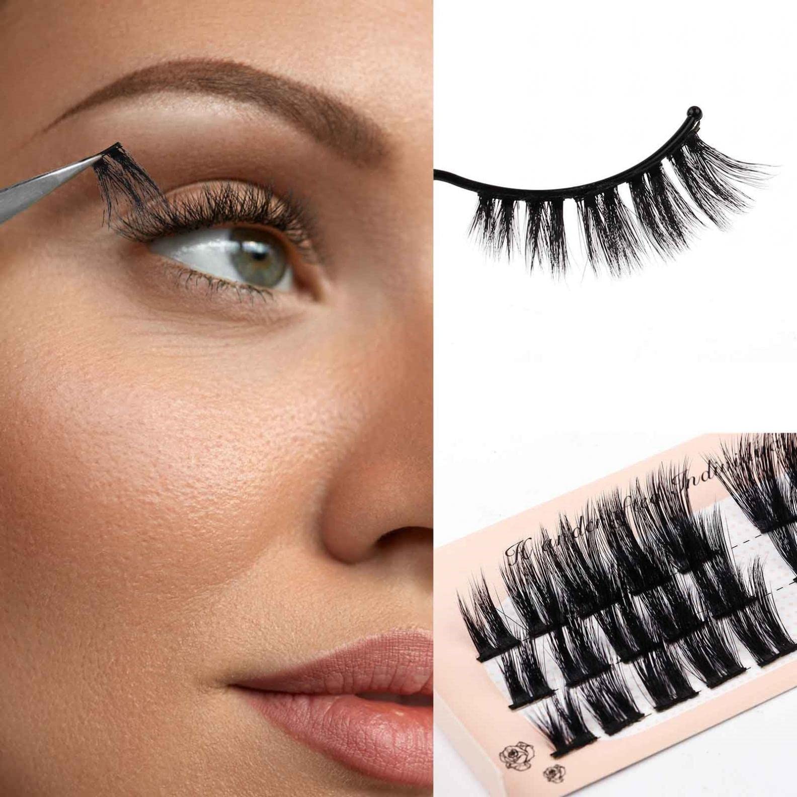 DIY Eyelash Extension Kit - Natural Look C Curl Wispy Lashes | Reusable Faux Mink False Eyelashes Clusters for Volume & Length | Perfect for Weddings, Parties & Daily Wear